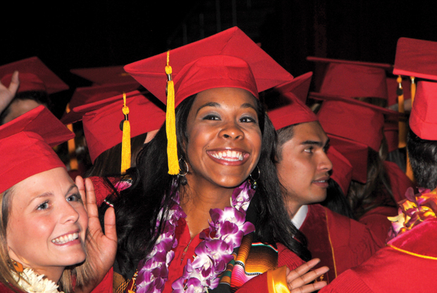 Soon-to-be MD Jazmin Cole is all smiles during the Keck School commencement. 