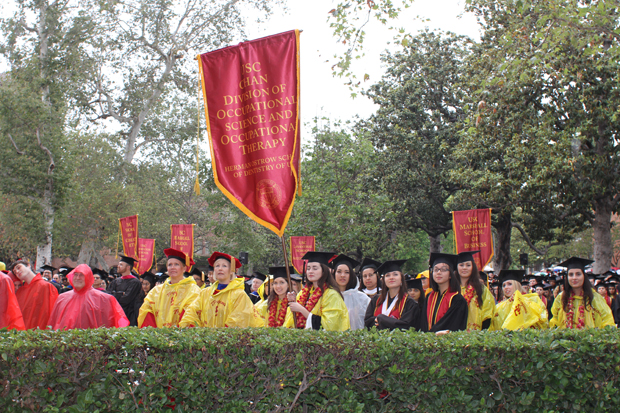 Graduating students in the Occupational Science and Occupational Therapy program at the May 15 commencement in Alumni Park.