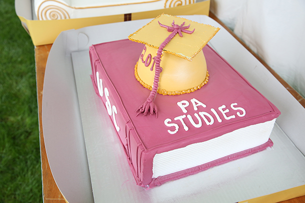 A decorated cake from Porto’s Bakery is seen at the satellite commencement ceremony for the Primary Care Physician Assistant Program at the Keck School of Medicine on May 13, 2016 at the University Park Campus.