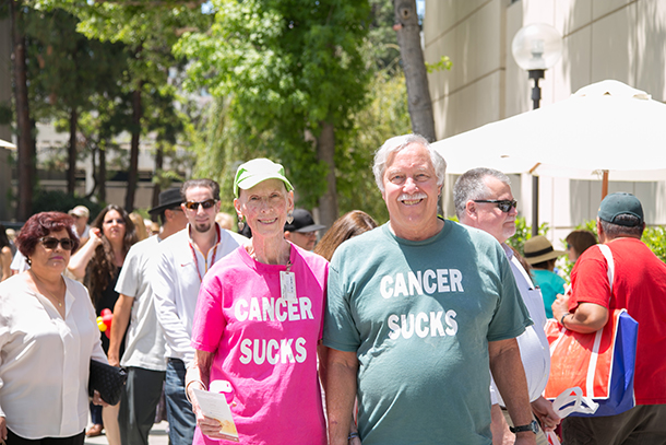 A cancer survivor smiles during the USC Norris Comprehensive Cancer Center’s 26th annual Festival of Life celebration, held June 4, 2016, at Pappas Quad on the Health Sciences Campus.