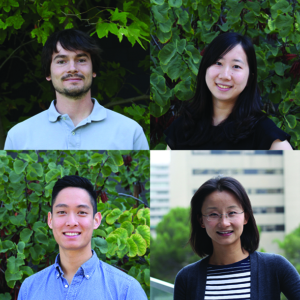 Clockwise from top left are Casey Brewer, Elizabeth Chu, Rong Lu and Mike Chin, members of the Rong Lu Lab.