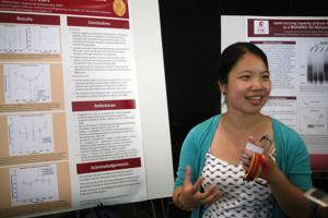 Willa Tsao speaks during the sixth annual Bridging the Gaps Summer Research Poster Day on Aug. 4 in the Broad CIRM Center.