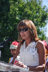 Debbie Walsh, the recently appointed CEO of USC Verdugo Hills Hospital, welcomes the Foothills community to the USC Verdugo Hills Hospital Wellness Celebration. (Photo/Paul Edward Robison)