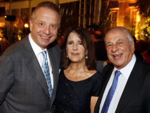Pictured from left are Keck School of Medicine of USC Dean Carmen A. Puliafito, MD, MBA, with philanthropists Mary Haley and Selim Zilkha. (Photo/Steve Cohn)
