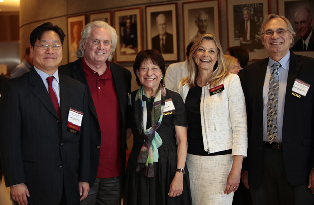 The USC Neurorestoration Center founding team includes Director Charles Liu (from left), Theodore W. Berger, Mindy Aisen, Co-director Christianne Heck, and Richard A. Andersen. (Photo/Van Urfalian)