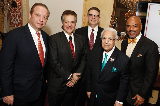 Gala attendees, from left, included Dean Carmen A. Puliafito, alumni honorees Antonio T. Alamo and J. Mario Molina, Distinguished Faculty winner Shaul G. Massry and Vice Dean Henri Ford.