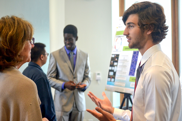 Aspiring scientists from local high schools chat with family, friends and professors during a graduation ceremony held July 31 for the USC Early Investigator High School (EiHS) Stem Cell Research Program. 