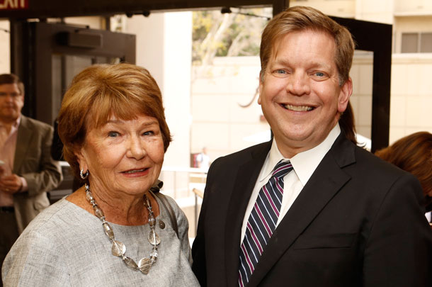 Judith Henderson and Stephen B. Gruber at the memorial tribute for Brian E. Henderson.
