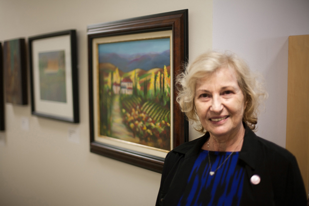 Artist Erna Braun’s artwork will be on display in the Jennifer Diamond Cancer Resource Library at USC Norris Comprehensive Cancer Center through early January.