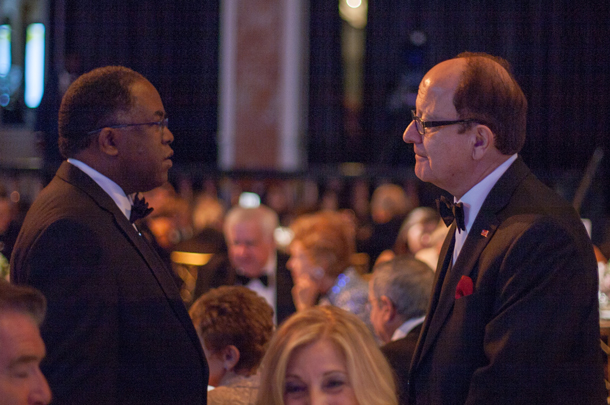 Mark Ridley-Thomas of the Los Angeles County Board of Supervisors chats with with USC President C. L. Max Nikias during the USC Norris Gala on Oct. 10.