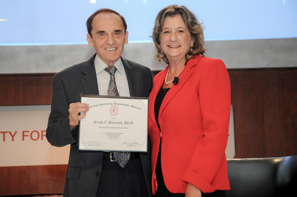 Frank Z. Stanczyk is the recipient of the 2015 Distinguished Researcher Award given by the American Association of Reproductive Medicine (ASRM). It was presented by Rebecca Z. Sokol, organization president, during a meeting in Baltimore.