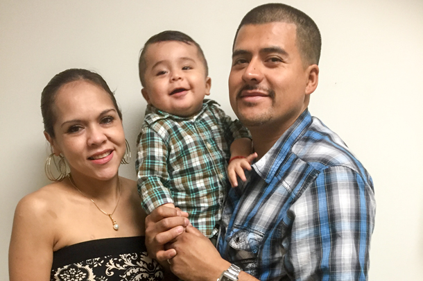 Transplant recipient Eidalia Marquez Vazquez and her family, son Jesus and husband Adrian Chavez.