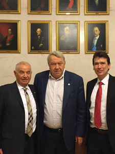 From left, Vladimir Zelman, Vladimir Fortov, President of the Russian Academy of Sciences, and Paul Thompson, seen in Russia in December 2015. (Photo courtesy of Paul Thompson)