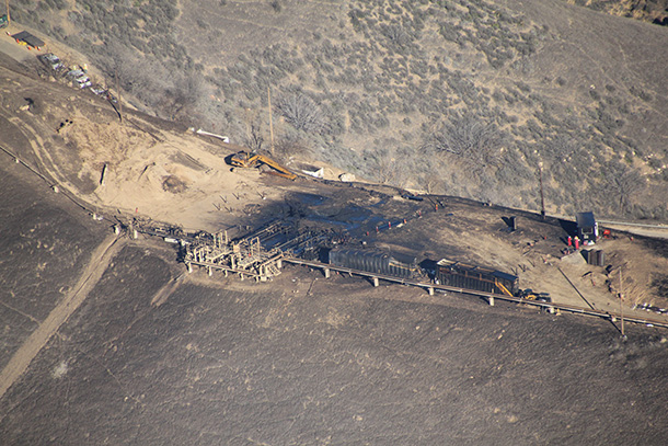 This December photo shows the leaking Aliso Canyon well pad that is olluting the Porter Ranch community in Los Angeles County.