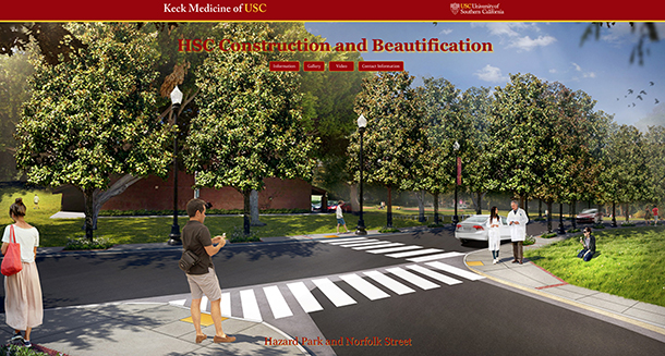A screenshot of the new HSC Construction and Beautification website available on the KeckNet Intranet site.