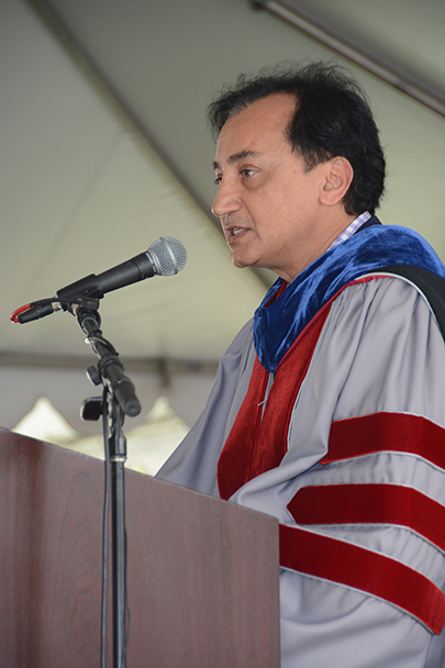 Fariborz Maseeh, ScD, founder and managing principal, Picoco LLC, and founder of Kids Institute for Development and Advancement, speaks during the USC Chan Division of Occupational Science and Occupational Therapy satellite commencement ceremony May 13 at the University Park Campus.