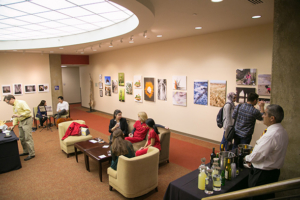 Artwork by faculty, staff and students is displayed in the Hoyt Gallery during the Spring gallery opening, April 27 in the Keith Administration Building.