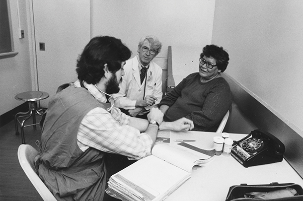 Peter Van Arsdale Lee, center, oversaw the creation of the new Department of Family Medicine in 1983, and became its inaugural chair after its separation from the Department of Family and Preventive Medicine.
