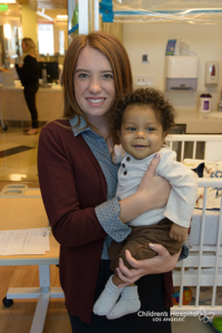 Lydia Hand holds Donovan Daniels at Children’s Hospital Los Angeles. (Photo/Children's Hospital Los Angeles)