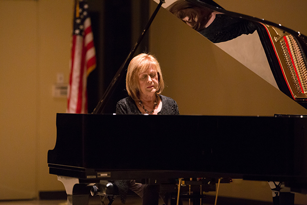 Concert pianist Zora Mihailovich performs for the Health Sciences Campus community during a concert held Feb. 16.