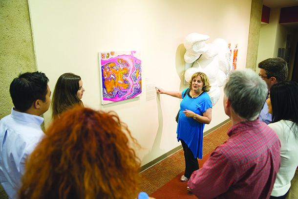 Artist Shula Singer Arbel talks about the piece she created based on the research of Marilena Melas, who studies renal cancer.