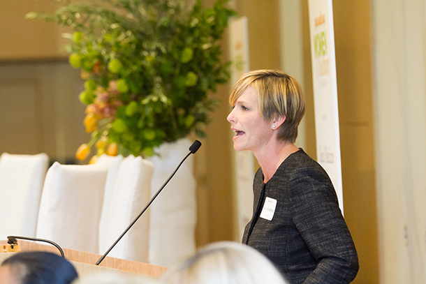 Shawn Sheffield, chief strategy officer at Keck Medicine of USC, opened the “Women in Business” luncheon at the Huntington Library in Pasadena.