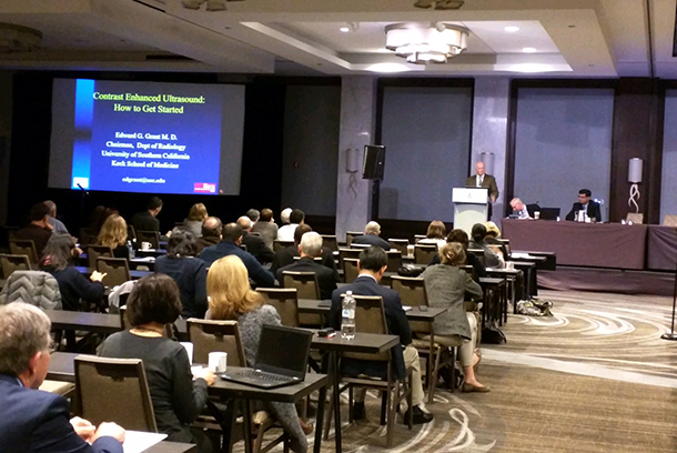 Edward Grant delivers a lecture at the Society of Radiologists in Ultrasound’s 27th annual meeting and postgraduate course, held Oct. 27-29 in Chicago.