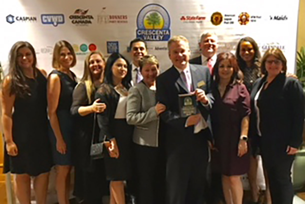 Keith Hobbs, center right, accepted the Crescenta Valley Chamber of Commerce 2017 Business of the Year Award on behalf of USC Verdugo Hills Hospital.