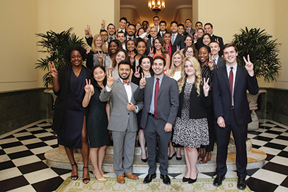 Keck School of Medicine of USC students pose after a luncheon honoring scholarship donors and recipients, held Oct. 12 in Los Angeles.