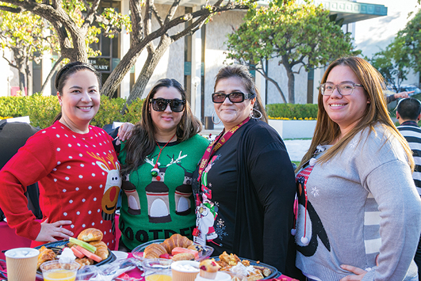 Keck School of Medicine of USC employees gather for the annual Holiday Breakfast, held Dec. 8 on Pappas Quad.