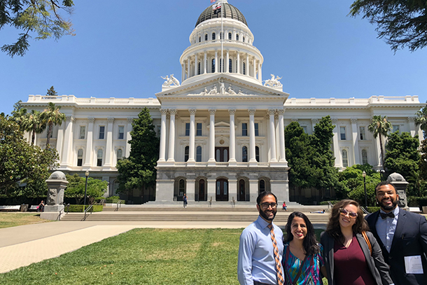 Students Lloyd Camper, Amrit Dosanjih, Jessica Farmer and Anish Parekh, from left, are part of a contingent of 10 Keck School students meeting with legislators about health reform.