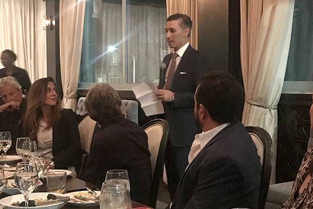 Sia Daneshmand speaks during a dinner to support advancement in the field of urologic cancer research.