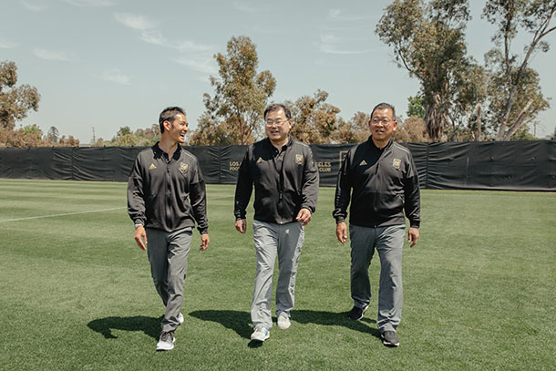 From left, Daryn Nishikawa, Wayne Nakamura and Kent Ochiai form the dental team for the Los Angeles Football Club players.