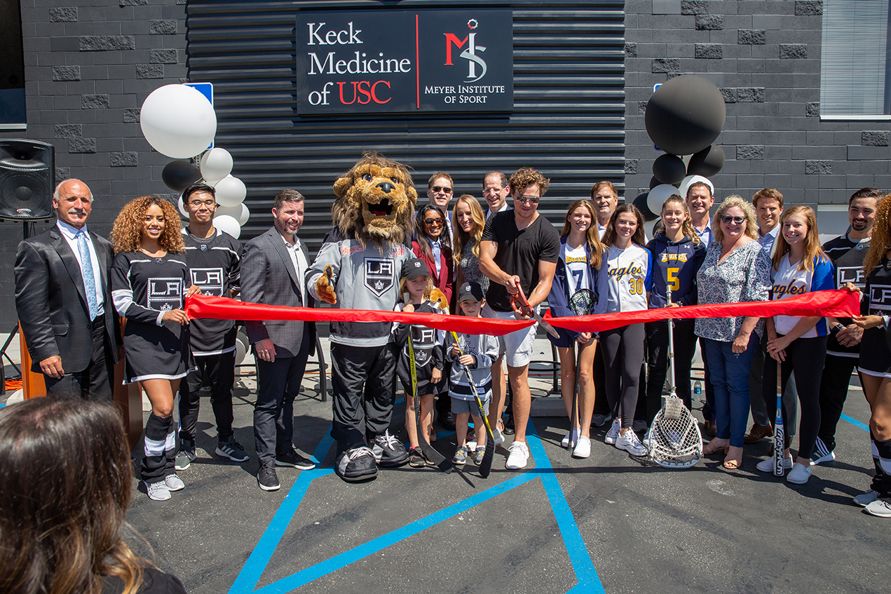 Officials from the Los Angeles Kings, Keck Medicine of USC and Meyer Institute of Sport celebrate at a ribbon-cutting for the Toyota Sports Performance Center on Sept. 4.