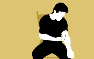 An illustration depicts a seated man injecting a substance into his inner elbow.