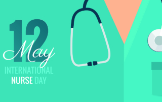 An illustration depicts a nurse and calls out International Nurse Day.