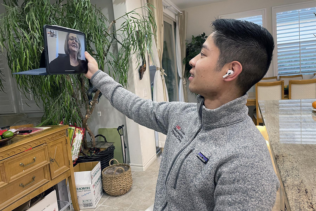 Physical therapy student Jake Pham and Eloise Martinez often chat for hours on Facetime.