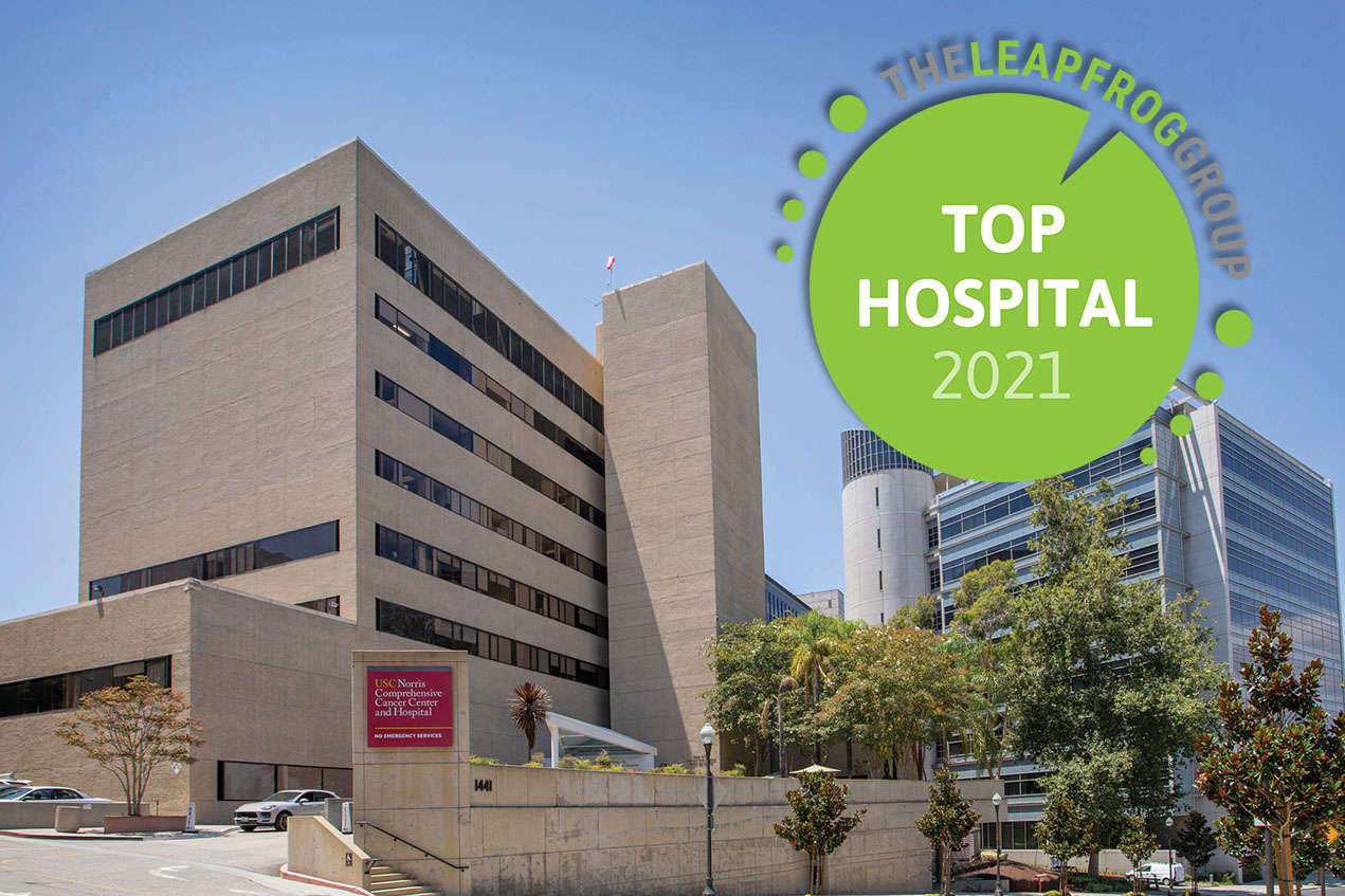 USC Norris Comprehensive Cancer Center with a Top Hospital 2021 logo
