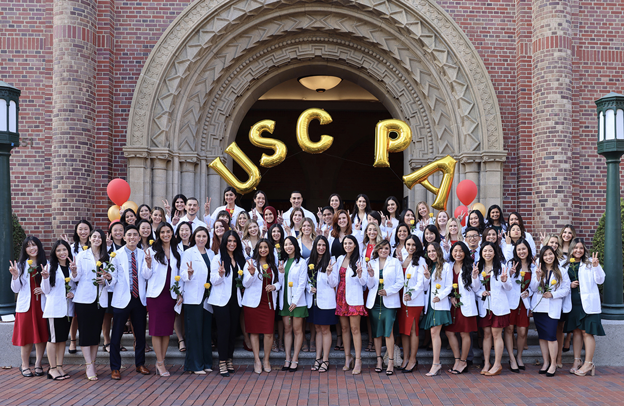 The Primary Care Physician Assistant Class of 2023 held their white coat ceremony at USC's University Park Campus Bovard Auditorium on Dec. 5.