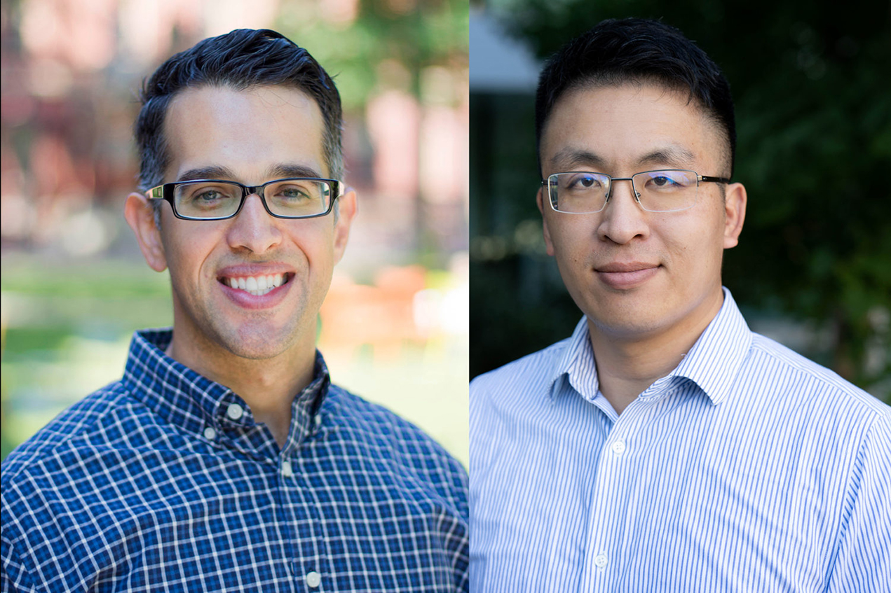 From left, Albert Almada, PhD, and Miller Huang, PhD, will put the gifts to use with potentially groundbreaking research.
