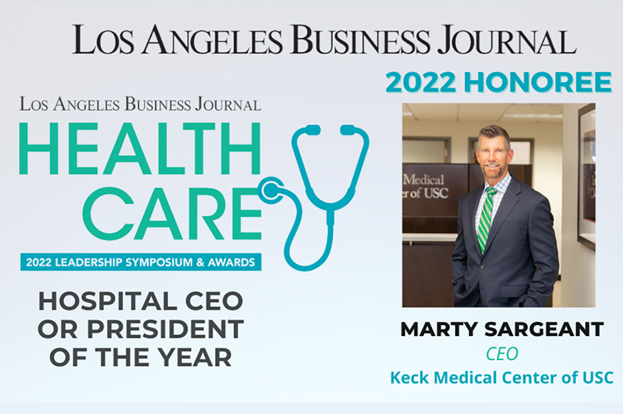 Marty Sargeant was among those recognized for their extraordinary contributions to health care in Los Angeles. 