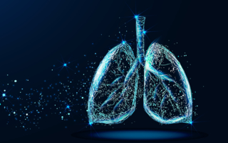 An image shows a pair of brightly illuminated lungs.
