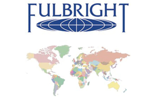 A Fulbright logo hovers over a color-coded world map.
