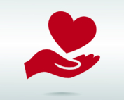 A logo depicts a heart hovering just above an upturned hand
