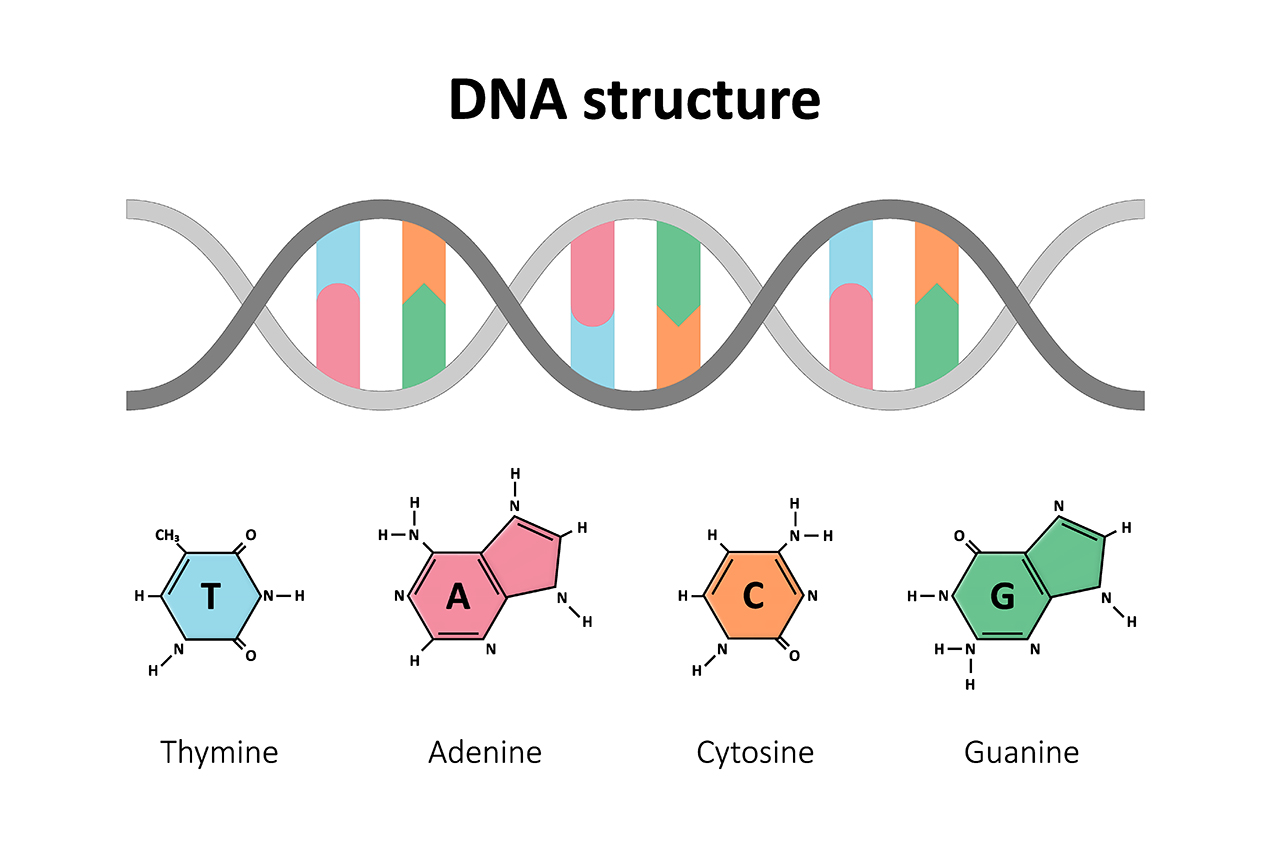 The researchers were the first-ever scientific team to identify which base pairs of DNA — illustrated in color here — play a crucial role in human disease.