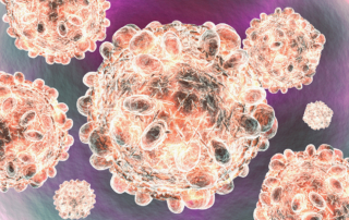 A scientific rendering depicts the hepatitis C virus.