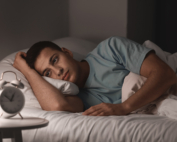 A young adult experiences poor sleep