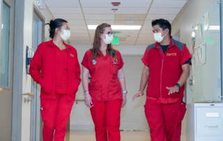 Medical students walk the halls of USC Norris Cancer Hospital