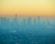 Wildfire smoke clouds the air of Downtown Los Angeles.