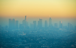 Wildfire smoke clouds the air of Downtown Los Angeles.